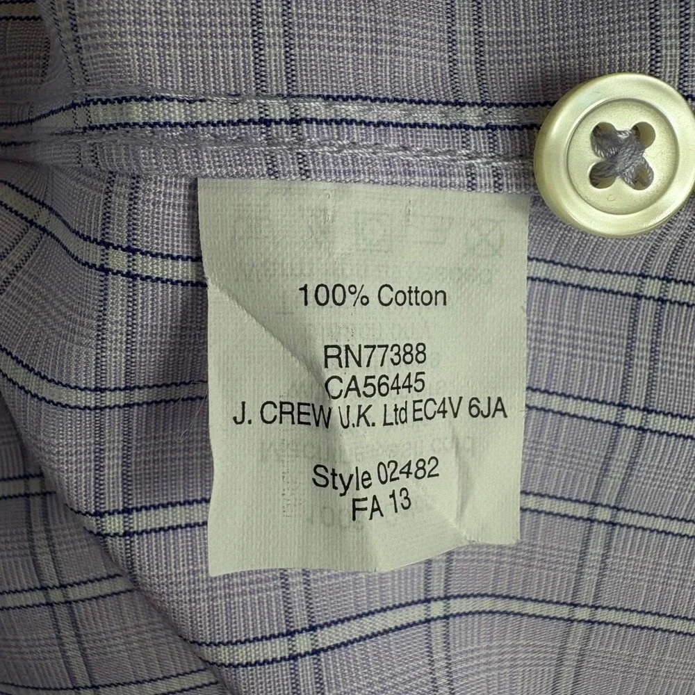 J. Crew Thompson Wrinkle Free Dress Shirt‎ XL Mens Purple Plaid Long Sleeve